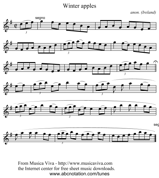 Winter apples - staff notation