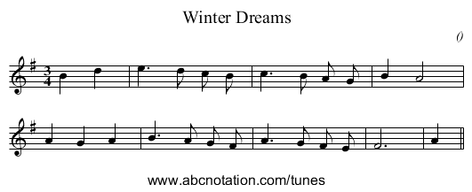 Winter Dreams - staff notation