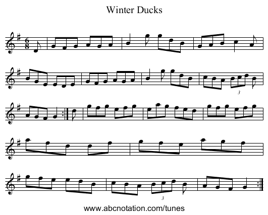 Winter Ducks - staff notation