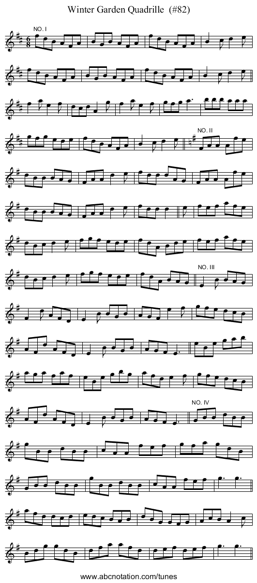 Winter Garden Quadrille  (#82) - staff notation