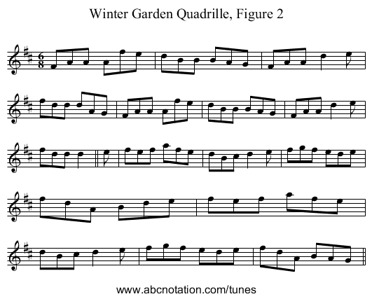 Winter Garden Quadrille, Figure 2 - staff notation