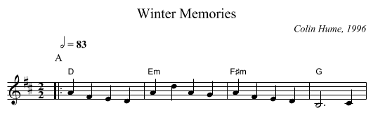 Winter Memories - staff notation