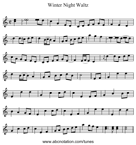 Winter Night Waltz - staff notation