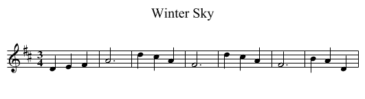 Winter Sky - staff notation