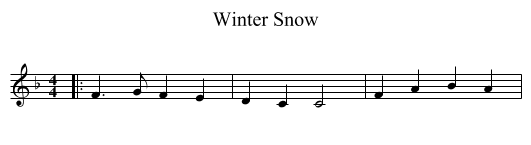 Winter Snow - staff notation