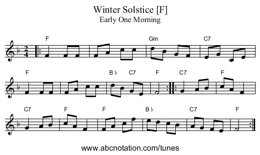 Winter Solstice [F] - staff notation