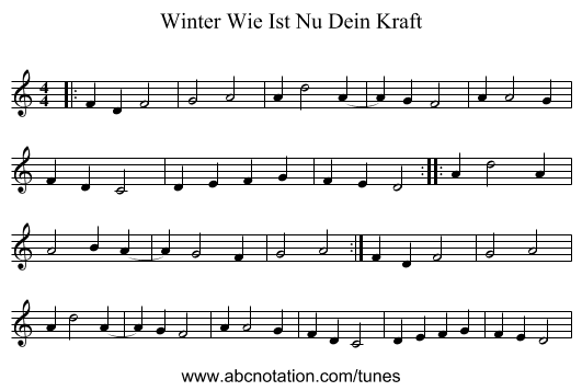 Winter Wie Ist Nu Dein Kraft - staff notation