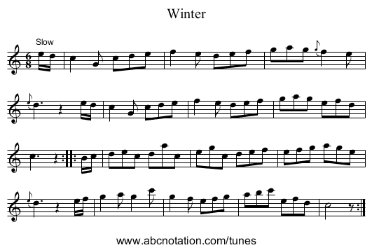 Winter - staff notation