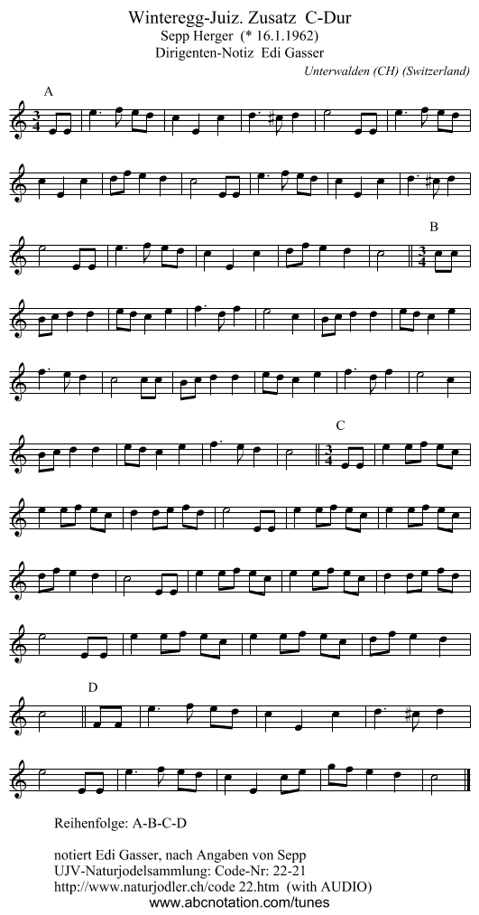 Winteregg-Juiz. Zusatz  C-Dur - staff notation