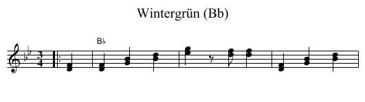 Wintergr&uuml;n (Bb) - staff notation