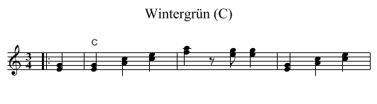 Wintergr&uuml;n (C) - staff notation