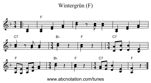 Wintergrün (F) - staff notation