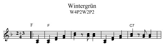 Wintergr&uuml;n - staff notation