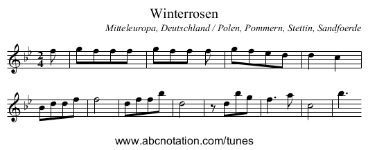 Winterrosen - staff notation