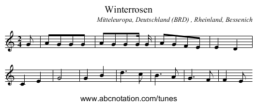 Winterrosen - staff notation