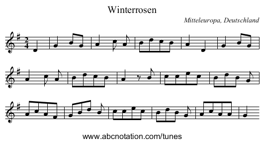 Winterrosen - staff notation