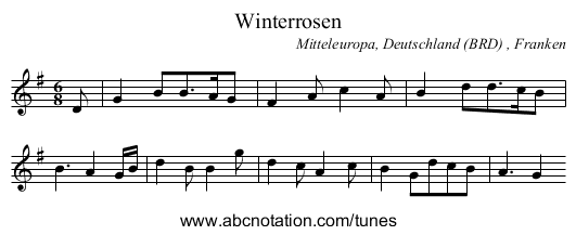 Winterrosen - staff notation