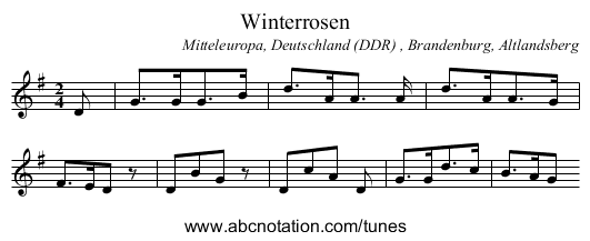 Winterrosen - staff notation