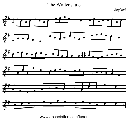 Winter's tale, The - staff notation
