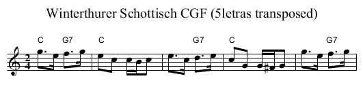 Winterthurer Schottisch CGF (5letras transposed) - staff notation