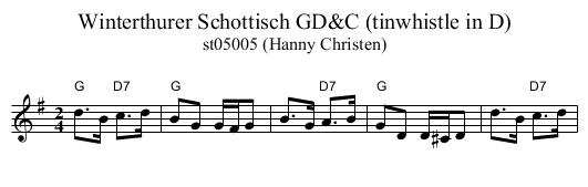 Winterthurer Schottisch GD&C (tinwhistle in D) - staff notation