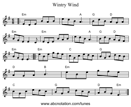 Wintry Wind - staff notation