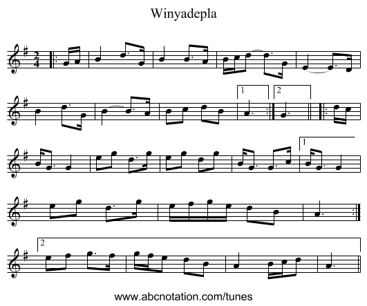 Winyadepla - staff notation