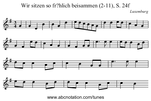 Wir sitzen so fr?hlich beisammen (2-11), S. 24f - staff notation
