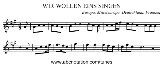 WIR WOLLEN EINS SINGEN - staff notation