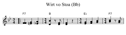 Wirt vo Stoa (Bb) - staff notation