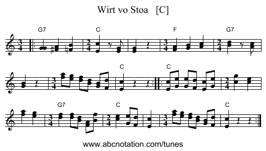 Wirt vo Stoa   [C] - staff notation