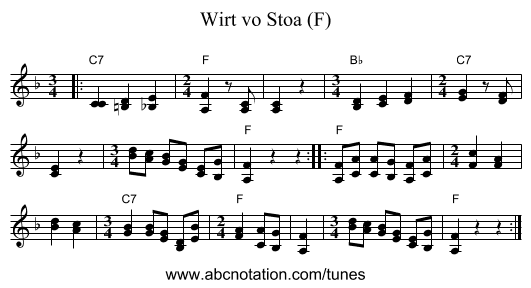Wirt vo Stoa (F) - staff notation