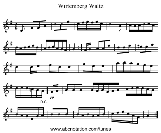 Wirtemberg Waltz - staff notation