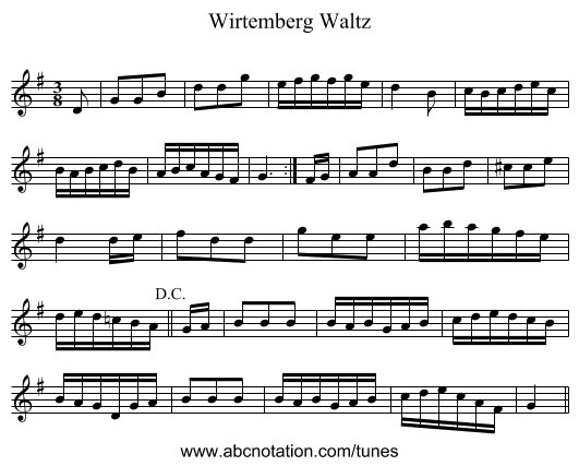 Wirtemberg Waltz - staff notation