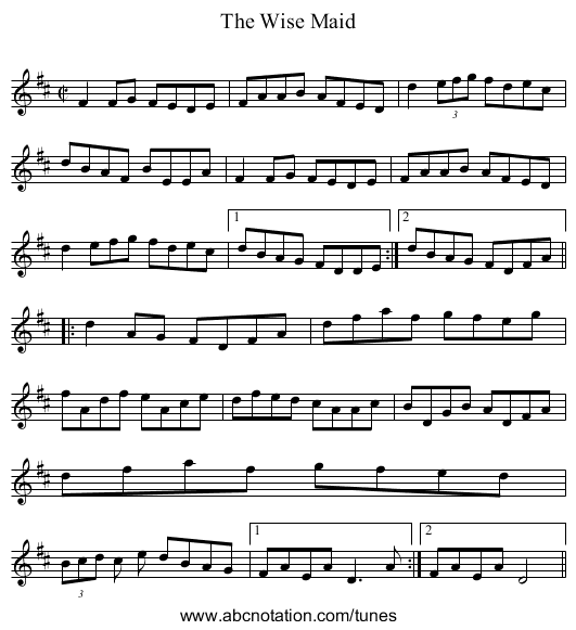 Wise Maid, The - staff notation
