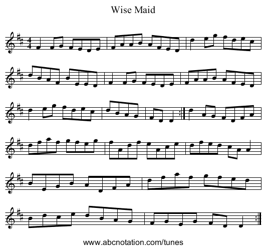 Wise Maid - staff notation