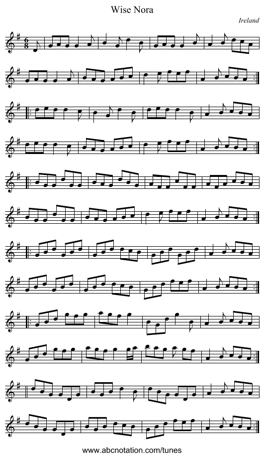 Wise Nora - staff notation