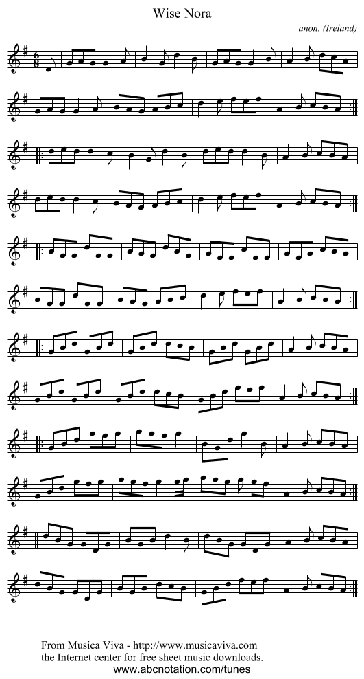 Wise Nora - staff notation