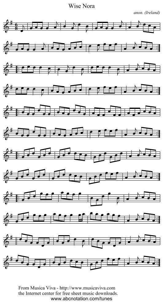 Wise Nora - staff notation