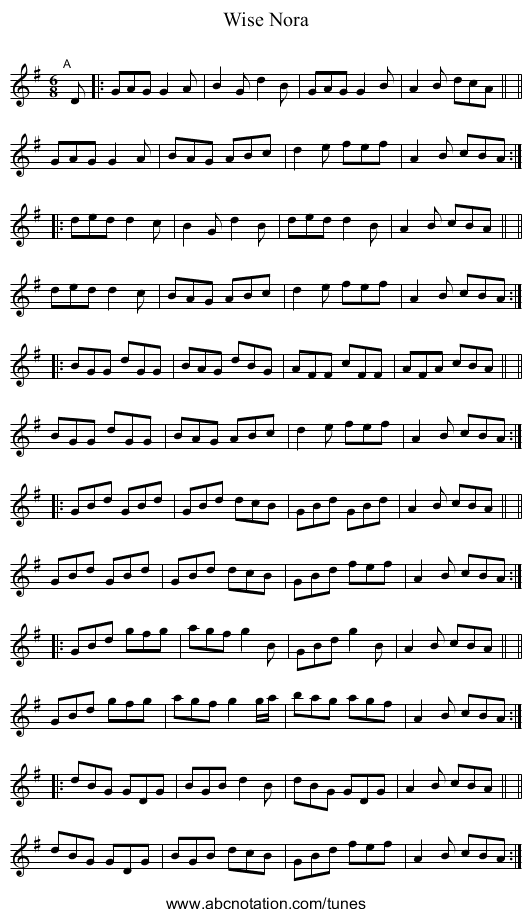 Wise Nora - staff notation