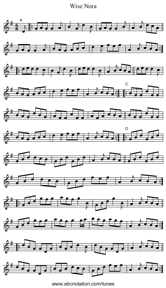 Wise Nora - staff notation