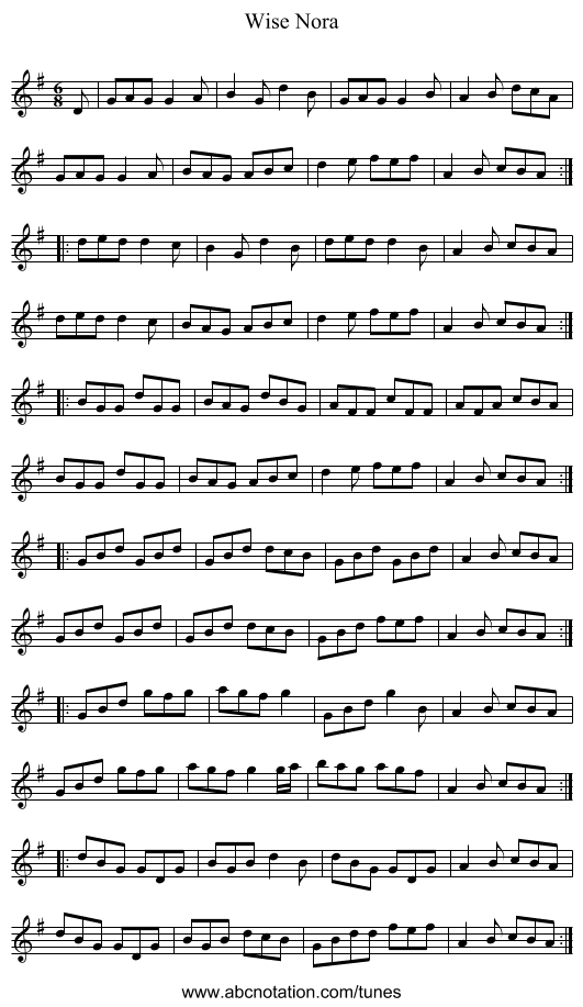 Wise Nora - staff notation