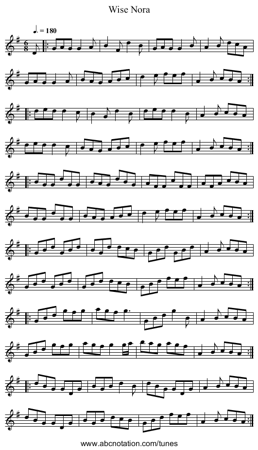 Wise Nora - staff notation