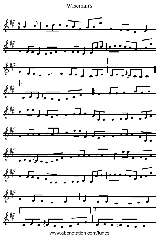 Wiseman's - staff notation