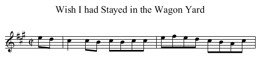 Wish I had Stayed in the Wagon Yard - staff notation