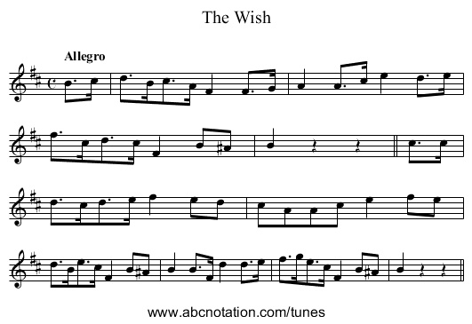Wish, The - staff notation