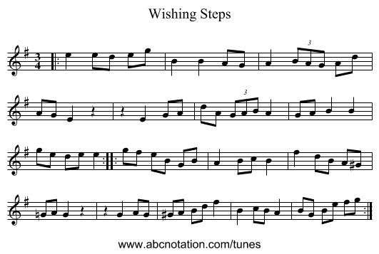 Wishing Steps - staff notation