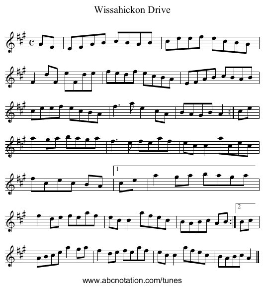 Wissahickon Drive - staff notation