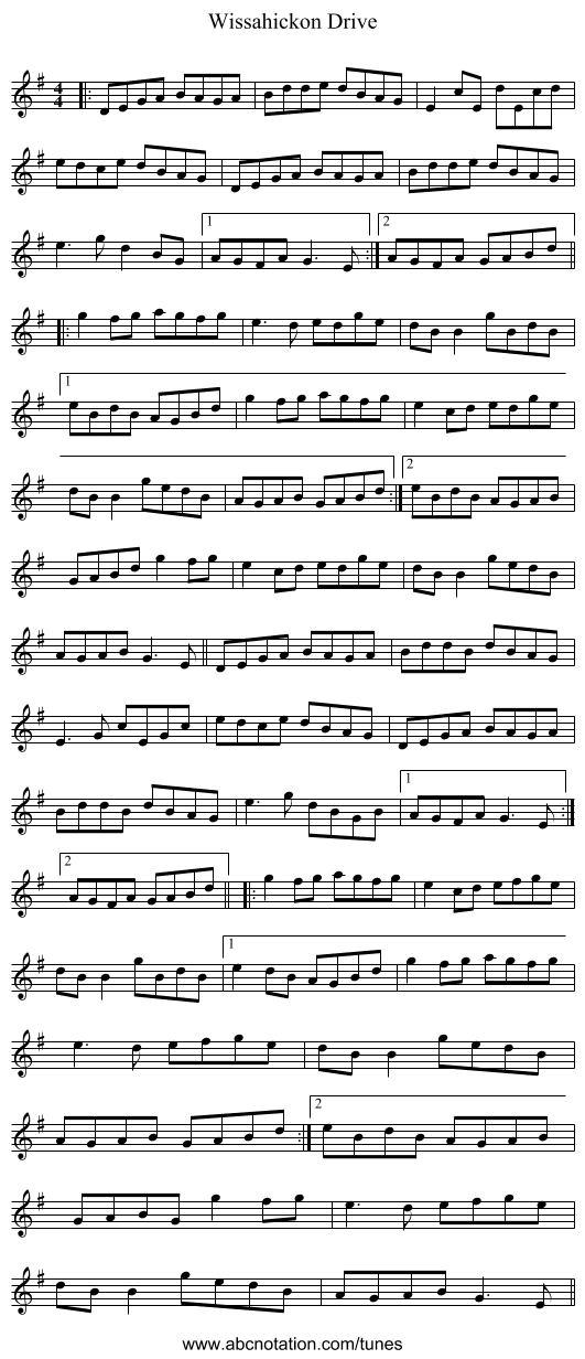 Wissahickon Drive - staff notation