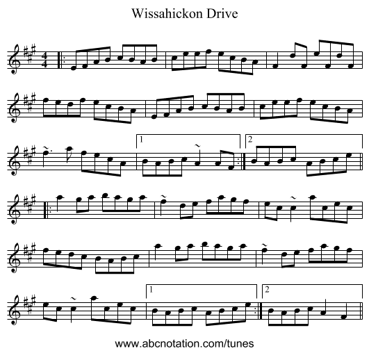 Wissahickon Drive - staff notation